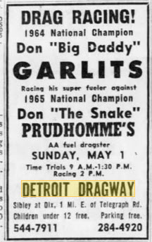Detroit Dragway - Classic Matchup April 1966